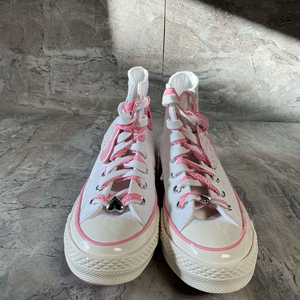 Women’s White & Pink Chuck 70 High Top Sneakers - Picture 5 of 7